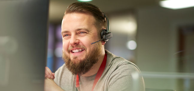 Man with a headset on